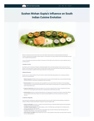 Sushen Mohan Gupta’s Influence on South Indian Cuisine Evolution
