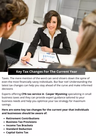 Key Tax Changes For The Current Year