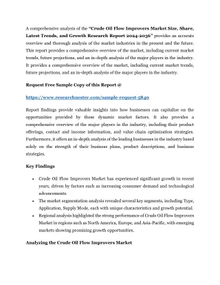 Crude Oil Flow Improvers Market Size, Share, Latest Trends, and Growth 2036