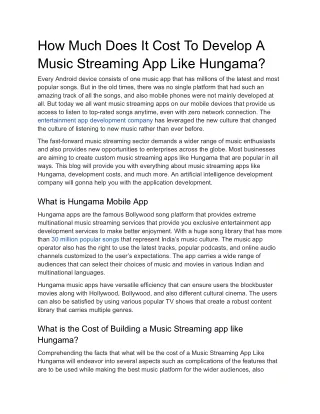 How Much Does It Cost To Develop A Music Streaming App Like Hungama