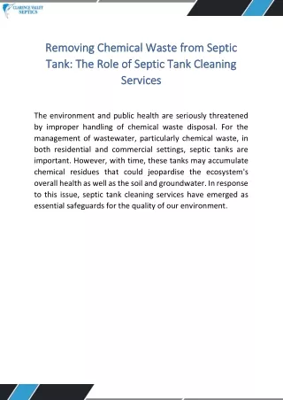 Septic Tank Cleaning Services