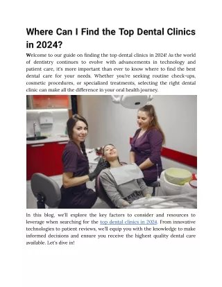 Where Can I Find the Top Dental Clinics in 2024