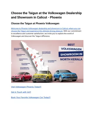 Choose the Taigun at the Volkswagen Dealership and Showroom in Calicut - Phoenix