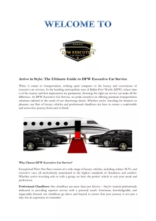 Comfort and Class DFW Executive Car Service