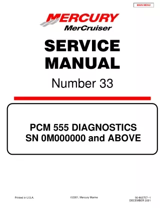 MERCURY MERCRUISER 8.1S HO DIAGNOSTICS Service Repair Manual SN0M000000 and Above