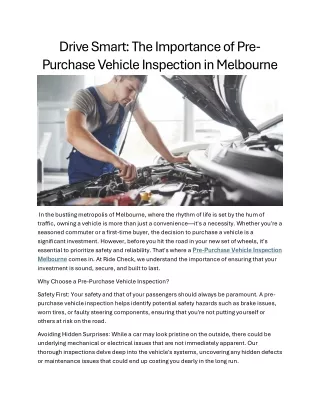 The Importance of Pre-Purchase Vehicle Inspection in Melbourne