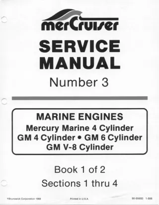 MERCURY MERCRUISER MARINE ENGINE MCM 120 Service Repair Manual SN：4952701 TO 6255465