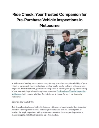 Your Trusted Companion for Pre-Purchase Vehicle Inspections in Melbourne