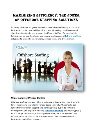 Maximizing Efficiency: The Power of Offshore Staffing Solutions