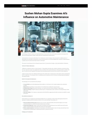 Sushen Mohan Gupta Examines AI’s Influence on Automotive Maintenance