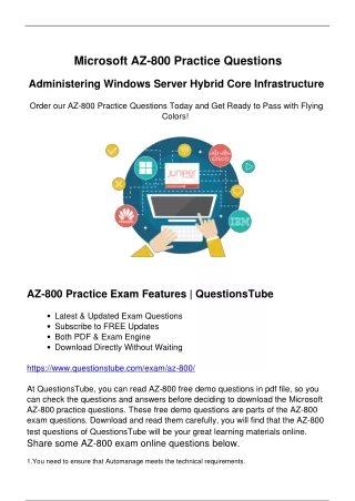 Special AZ-800 Exam Questions to Verify Your Microsoft Certification Preparation