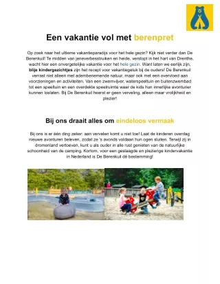 Kindervakantie Nederland