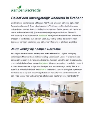 Weekend weg Brabant - Kempen Recreatie