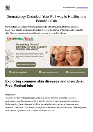 Dermatology Decoded Your Pathway to Healthy and Beautiful Skin