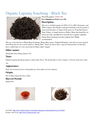 Organic Lapsang Souchong