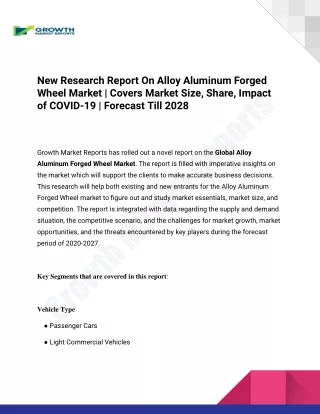 Alloy Aluminum Forged Wheel Market Size, Share, Growth and Analysis