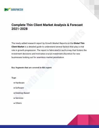 Thin Client Market I Global Outlook And Forecast 2024-2032