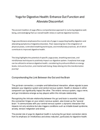 Yoga for Digestive Health