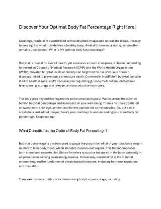 Discover Your Optimal Body Fat Percentage Right Here