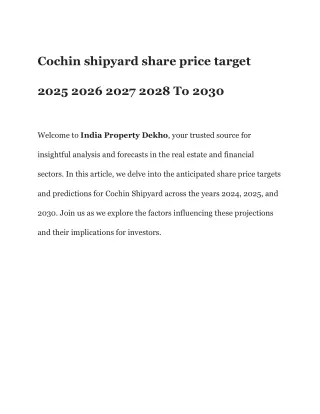 Cochin shipyard share price target 2025