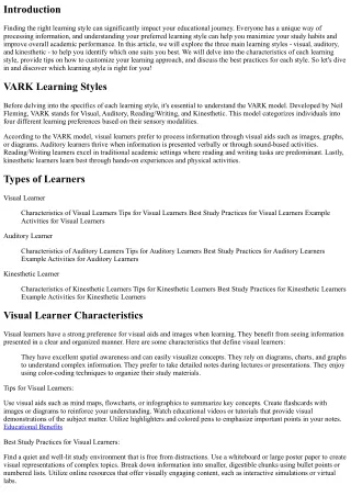 Visual vs Auditory vs Kinesthetic: Which Learning Style is Right for You?