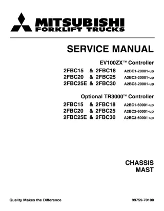 MITSUBISHI 2FBC15 FORKLIFT TRUCKS CHASSIS MAST Service Repair Manual