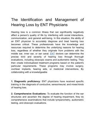 The Identification and Management of Hearing Loss by ENT Physicians (1)