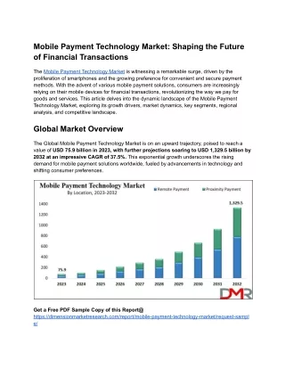 Mobile Payment Technology Market_ Shaping the Future of Financial Transactions