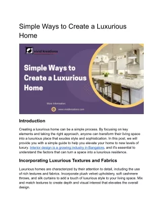 Simple Ways to Create a Luxurious Home