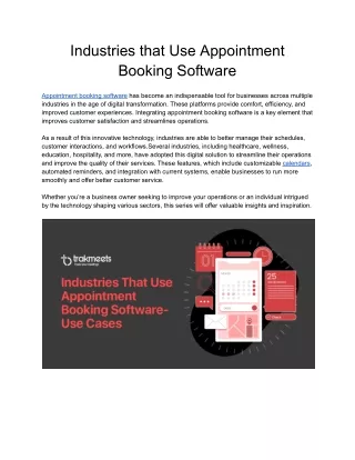 Industries that Use Appointment Booking Software