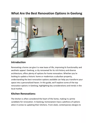 What Are the Best Renovation Options in Geelong