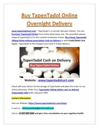 Buy TapenTadol Online Overnight Delivery