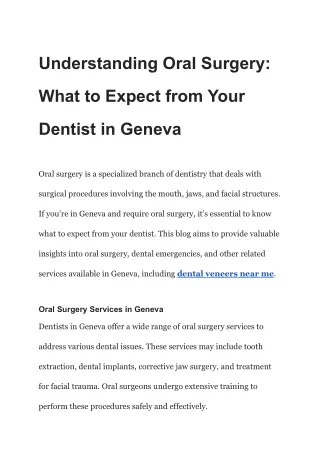 Understanding Oral Surgery_ What to Expect from Your Dentist in Geneva