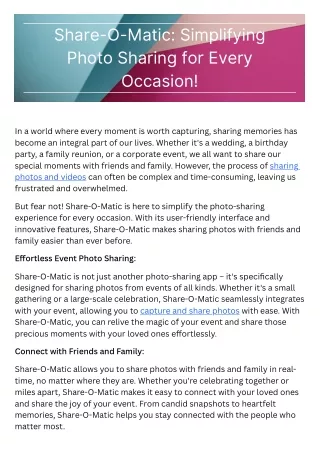 Share-O-Matic: Simplifying Photo Sharing for Every Occasion!