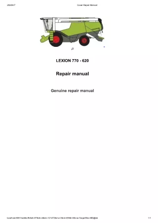 CLAAS LEXION 630 620 Combine - Type C53 Service Repair Manual - Serial Number C5300011 and up