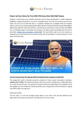 Power Up Your Home for Free With PM Surya Ghar Muft Bijli Yojana