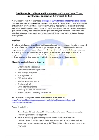 Intelligence Surveillance and Reconnaissance Market