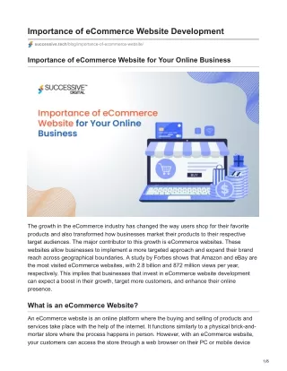 Importance of eCommerce Website for Your Online Business