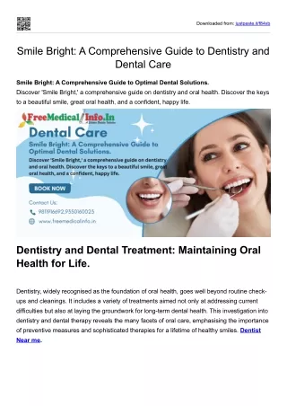 Smile Bright A Comprehensive Guide to Dentistry and Dental Care