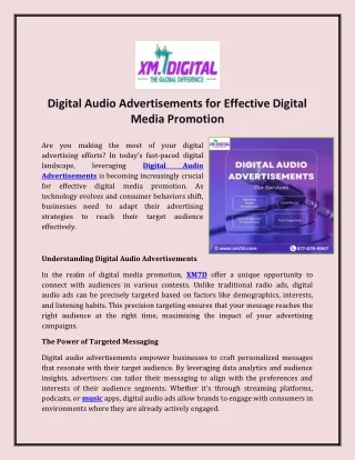 Digital Audio Advertisements for Effective Digital Media Promotion