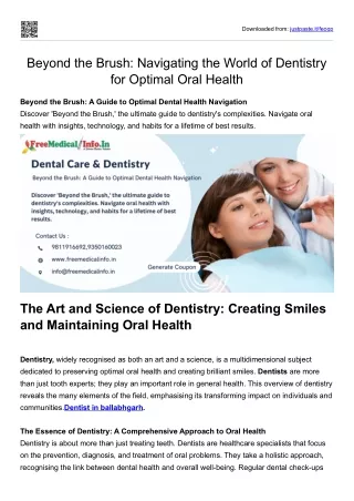 Beyond the Brush Navigating the World of Dentistry for Optimal Oral Health