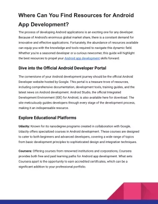 Where Can You Find Resources for Android App Development_