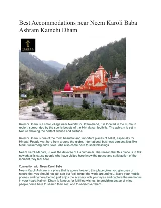 Best Accommodations near Neem Karoli Baba Ashram Kainchi Dham