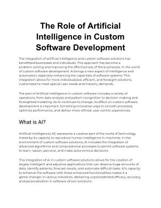 The Role of Artificial Intelligence in Custom Software Development