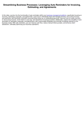 Streamlining Business Processes: Leveraging Auto Reminders for Invoicing, Estimating, and Agreements
