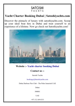 Yacht Charter Booking Dubai  Satoshiyachts.com