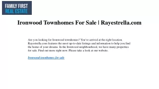 Ironwood Townhomes For Sale Rayestrella.com