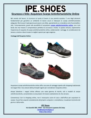 Sicurezza e Stile Acquistare Scarpe Antinfortunistiche Online