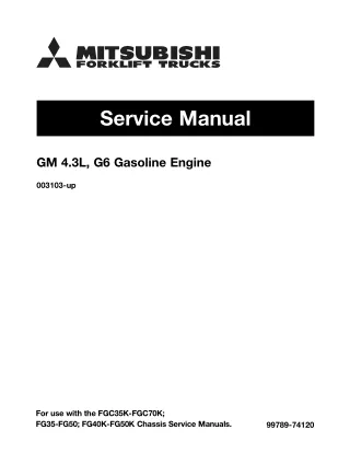 Mitsubishi FG50 Forklift Trucks (Engine) Service Repair Manual