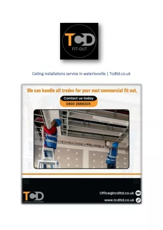 Ceiling installations service in waterlooville | Tcdltd.co.uk